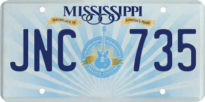 MS license plate JNC735