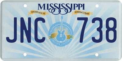 MS license plate JNC738