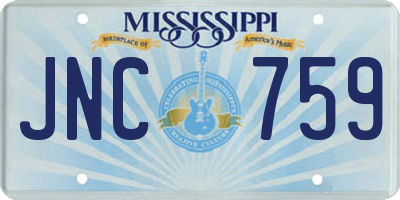 MS license plate JNC759