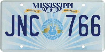 MS license plate JNC766