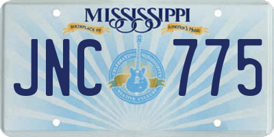 MS license plate JNC775