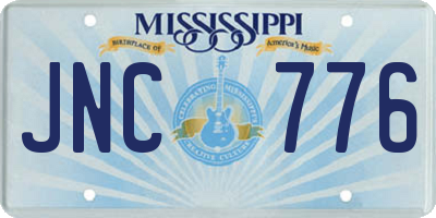 MS license plate JNC776