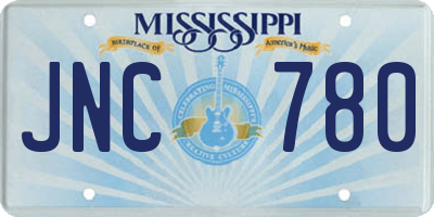 MS license plate JNC780