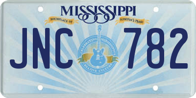 MS license plate JNC782