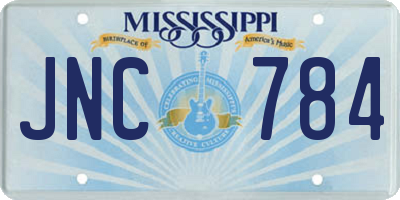 MS license plate JNC784