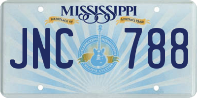 MS license plate JNC788