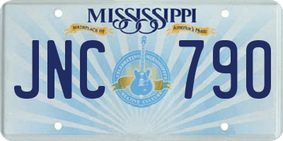 MS license plate JNC790