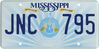 MS license plate JNC795