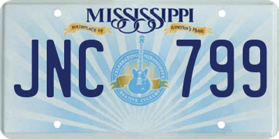 MS license plate JNC799