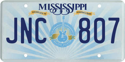 MS license plate JNC807