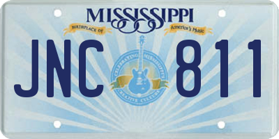 MS license plate JNC811