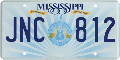 MS license plate JNC812