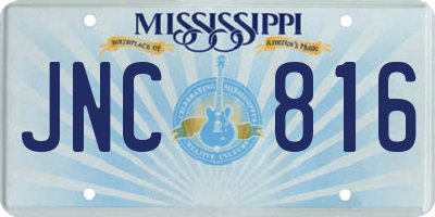 MS license plate JNC816