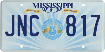 MS license plate JNC817