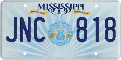 MS license plate JNC818