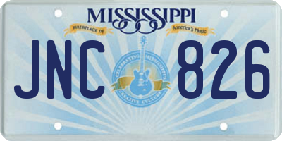 MS license plate JNC826