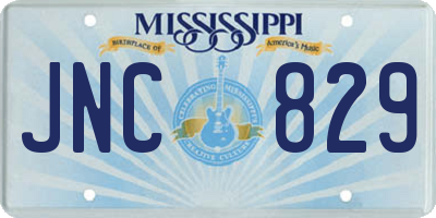 MS license plate JNC829