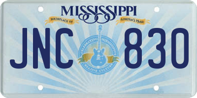 MS license plate JNC830