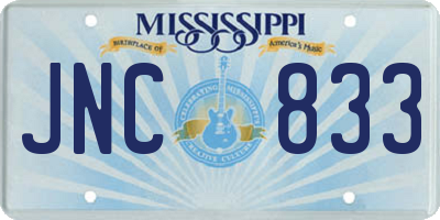 MS license plate JNC833
