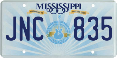 MS license plate JNC835