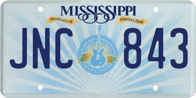MS license plate JNC843