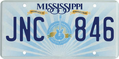 MS license plate JNC846