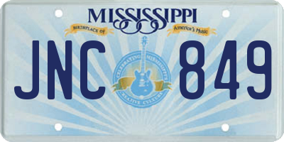 MS license plate JNC849