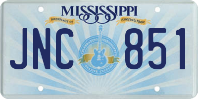 MS license plate JNC851