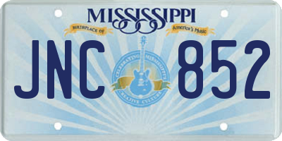 MS license plate JNC852