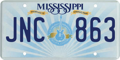 MS license plate JNC863