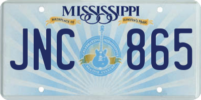 MS license plate JNC865