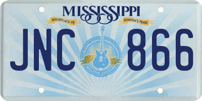 MS license plate JNC866
