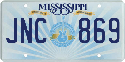 MS license plate JNC869