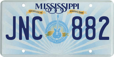 MS license plate JNC882
