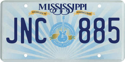 MS license plate JNC885