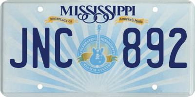 MS license plate JNC892