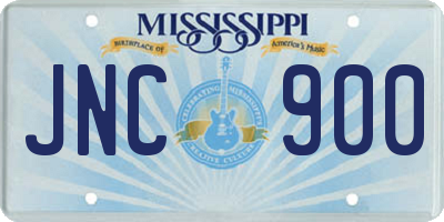 MS license plate JNC900