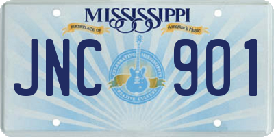 MS license plate JNC901