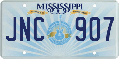 MS license plate JNC907