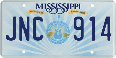 MS license plate JNC914