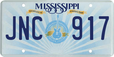 MS license plate JNC917