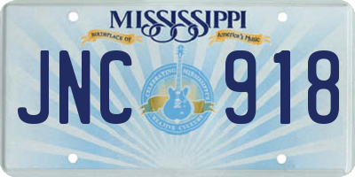 MS license plate JNC918