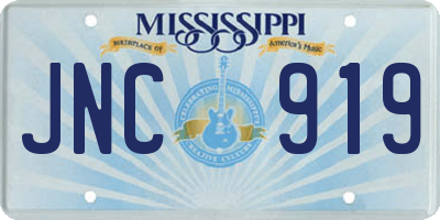 MS license plate JNC919