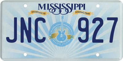 MS license plate JNC927
