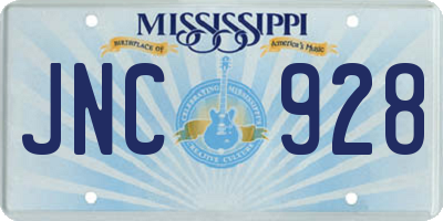 MS license plate JNC928