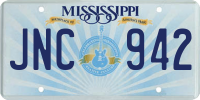 MS license plate JNC942