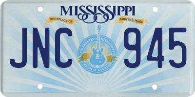 MS license plate JNC945