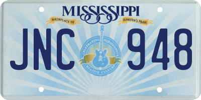 MS license plate JNC948