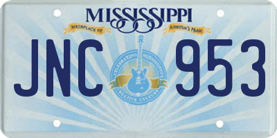 MS license plate JNC953