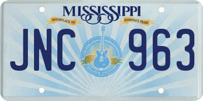MS license plate JNC963